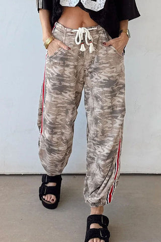 Drawstring Casual Camouflage Pants