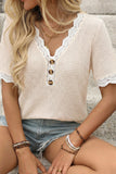 Lace-Trim Button T-Shirt