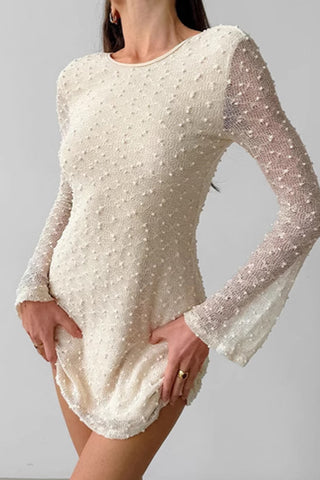 Textured Long Sleeve Mini Dress