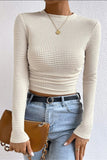 Textured Cropped Long Sleeve Top