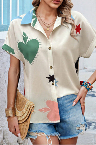 Heart and Star Print Shirt