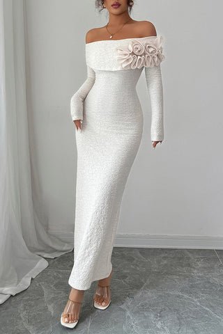 Off-Shoulder Embellished Maxi Dress