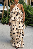 Tiered Polka Dot Halter Dress