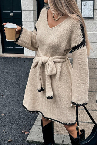 Belted Knit Casual Dress