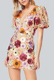Floral Embroidery Short Casual Dress