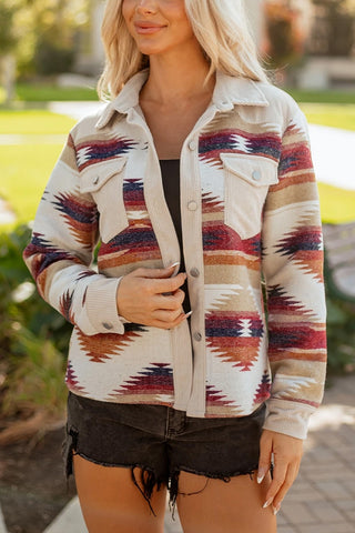 Western Aztec Ribbed Patchwork Shacket