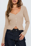 Ribbed Button-Up Top
