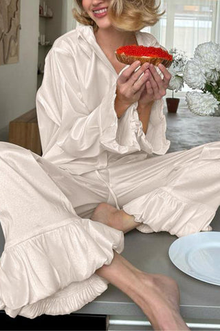 Ruffled Hem Pants Set