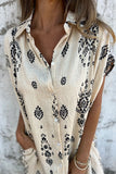 Printed Button-Front Casual Dress