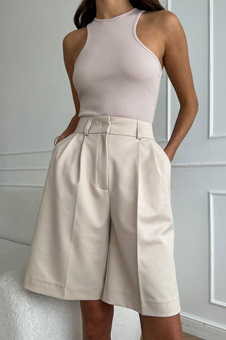 Pleated Wide-Leg Casual Shorts