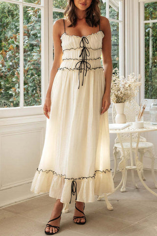 Ruffle Hem Bow Midi Dress