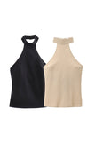 High-Neck Halter Tank Top