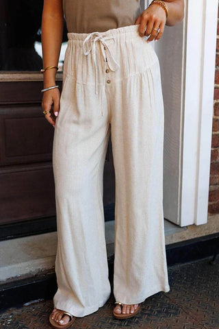 Drawstring Wide-Leg Casual Pants
