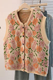 Floral Button-Front Knit Vest