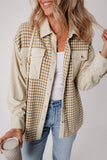 Houndstooth Patchwork Flap Pocket Shacket
