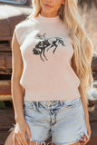 Western Cowboy Pattern Sleeveless Sweater