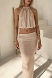 Halter Top and Maxi Skirt Set