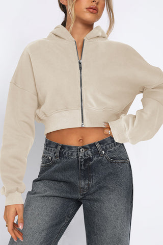 Cropped Zip-Up Hoodie