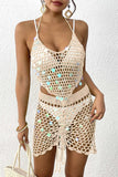 Beach Crochet Halter Skirt Set
