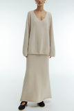 V-Neck Long Sleeve Skirt Set