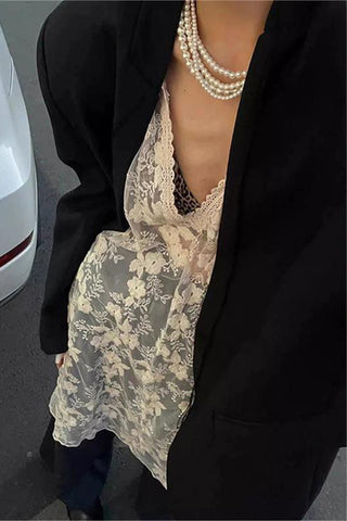 Lace Overlay Casual Dress