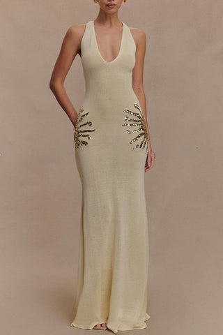 Sequined Low-Back Casual Dress