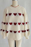 Cozy Heart Pattern Knit Sweater