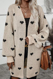 Heart Pattern Longline Cardigan
