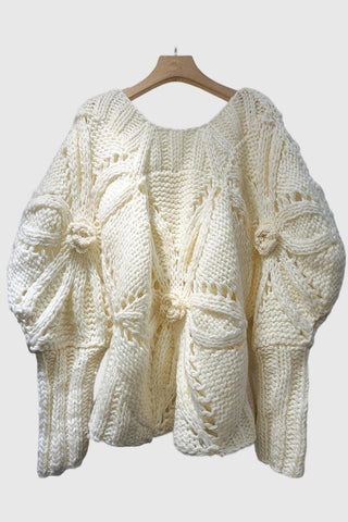 Knit Sweater with Floral Accents