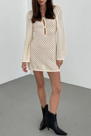 Long Sleeve Textured Mini Dress