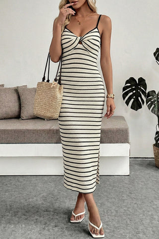 Striped Knit Midi Dress