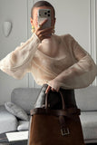 Elegant Sheer Blouse with High Collar