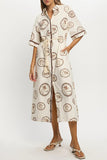 Paisley Print Button Midi Dress