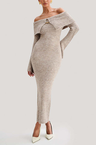 Off-Shoulder Ribbed Casual Dress
