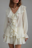 Ruffle Front Shorts Set