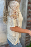 Button-Front Short Sleeve Cardigan