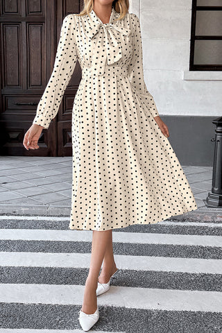 Polka Dot Bow-Tie Midi Dress