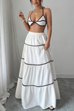 Striped Casual Maxi Skirt Set