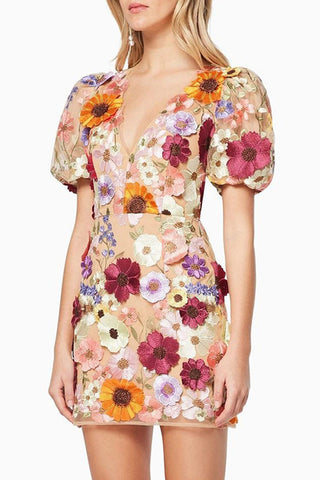 Floral Detail Evening Mini Dress