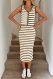 Striped Button-Front Skirt Set