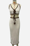 Crochet Skirt Set with Tie-Front Top