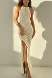 Open-Back Crochet Beach Dress