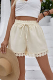 Lace-Trim Elastic Waist Casual Shorts