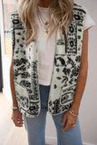 Sherpa Vest Jacket with Paisley Print