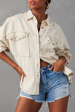 Button-Down Denim Jacket with Raw Edges