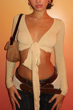 Tie-Front Long Sleeve Top