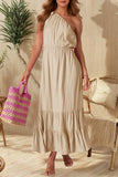 One-Shoulder Ruffled Casual Maxi Dress