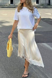 Asymmetrical Hem Midi Skirt