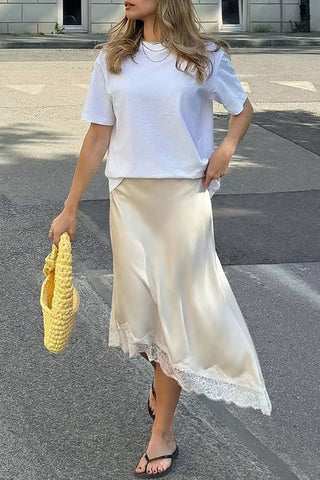 Asymmetrical Hem Midi Skirt