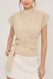 Belted High-Neck T-Shirt